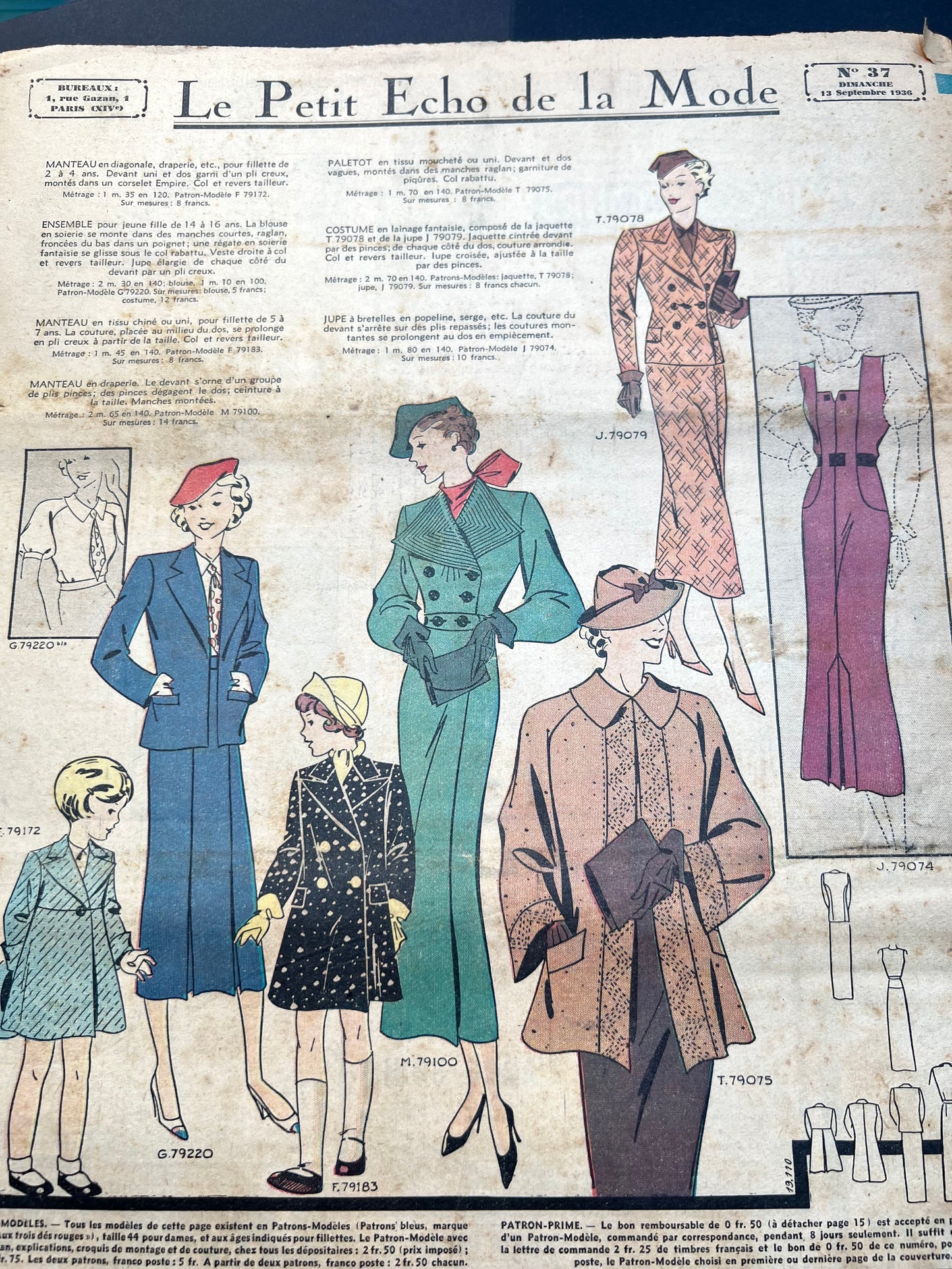 Charming Cover on September 1936 French Le Petit Echo de la Mode