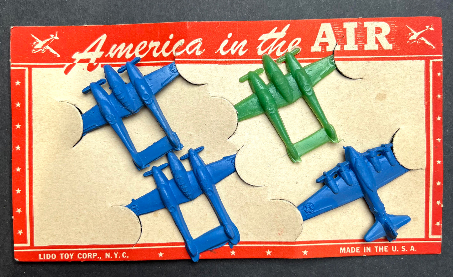 Original Unused 1940s LIDO TOY CORP. NYC "America in the Air" Aeroplane Set