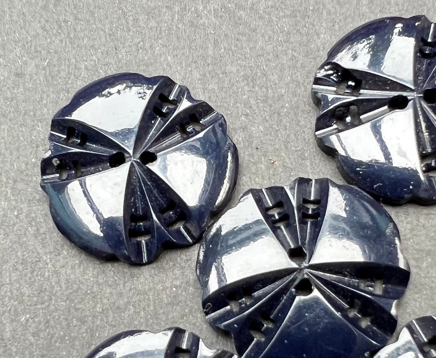 5 Very Dark Blue Vintage French 1.7cm Buttons