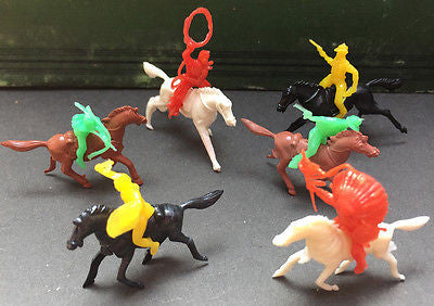 12 Vintage Cowboys & Indians 4cm tall. Made in Hong Kong by GIANT