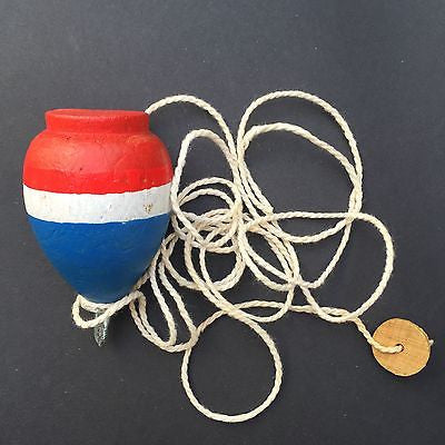 Vintage Made in Japan WOOD SPINNING TOP with Steel Tip