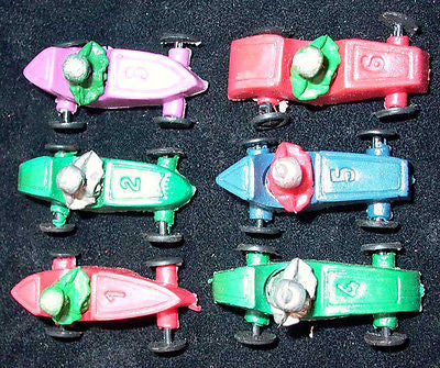 6 Different Vintage 5cm Racing Cars- look like 1930s
