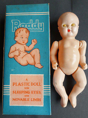 1950s BRITISH MADE 7" Moveable RODDY DOLL in Original Box