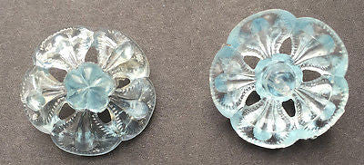 6 impressive Architectural Sparkly Pale Blue Vintage Buttons