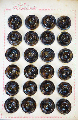 Unusual Vintage Marbled Brown Italian Buttons- 2.2cm - 23 on Card
