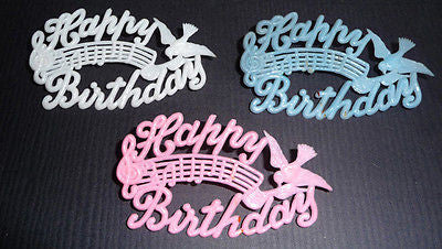 4 Vintage "Musical" Bird HAPPY BIRTHDAY Cake Toppers