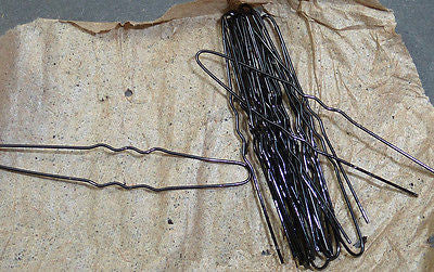Vintage 1940s Thin Black 4.5cm Crimped Hair Pins - 20 in a Roll