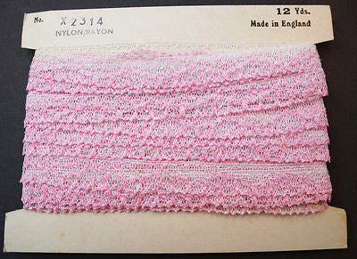 12yds Vintage Flirty 1.5cm Lacy Pink Trim Made in England