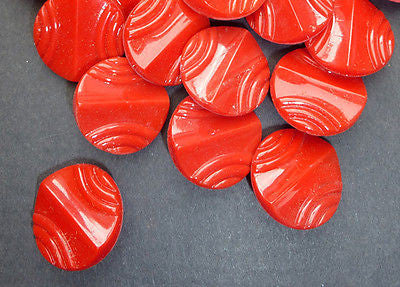 1 Gross -144 - Vintage Red Deco 1.8cm Glass Buttons