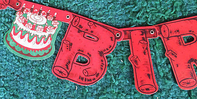 5 x Vintage 1950s Log Shaped 5ft HAPPY BIRTHDAY Banner.. Made in Japan