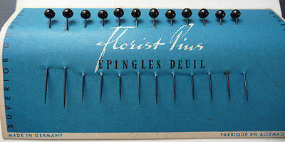 Box of 12 Sheets of Vintage Florist 1.5cm Pins Made in Germany - 144 Pins Altogether.