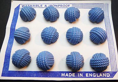 1940s Cornflower Blue Catalin Woven Thread 1.4cm, 1.7cm or 2.2cm Buttons -12 on Card