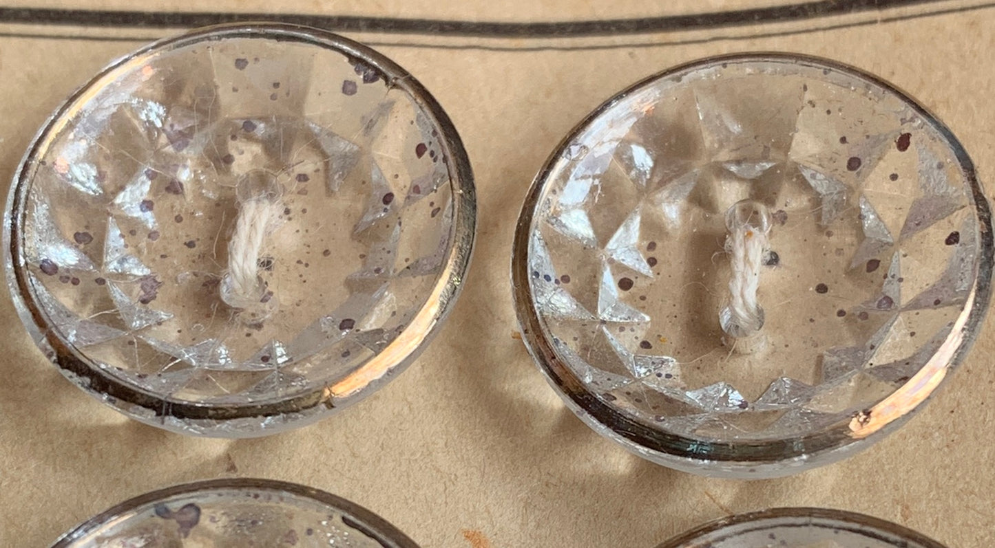 6 Gorgeous 2cm Vintage 1930s French Glass Silver Flecked Buttons