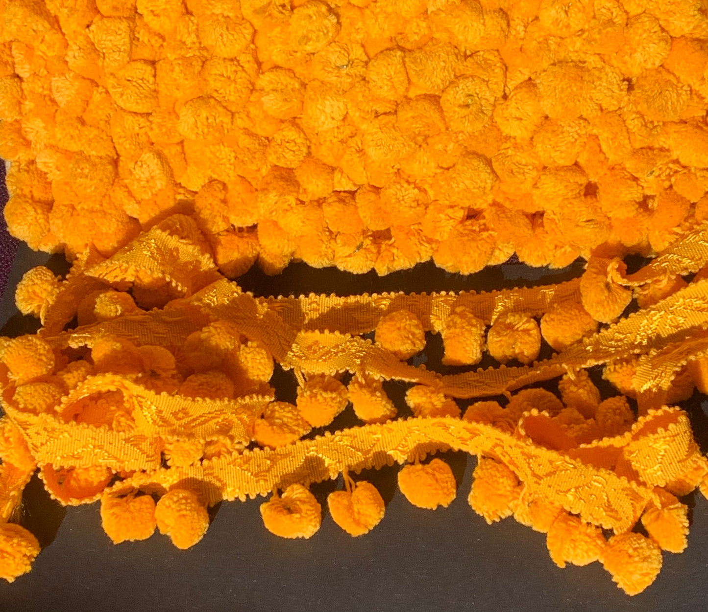 1m of Happy Vintage Yellow or Green Pom Pom Trim.