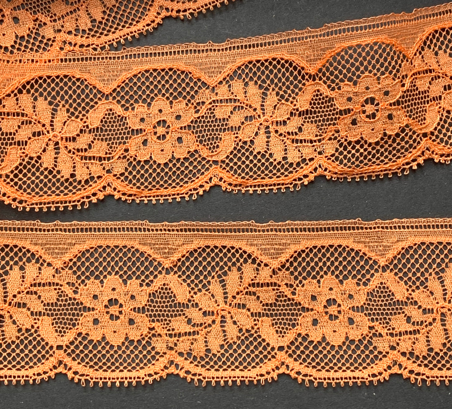 1m of Vintage Orange 4cm wide Flowery Trim