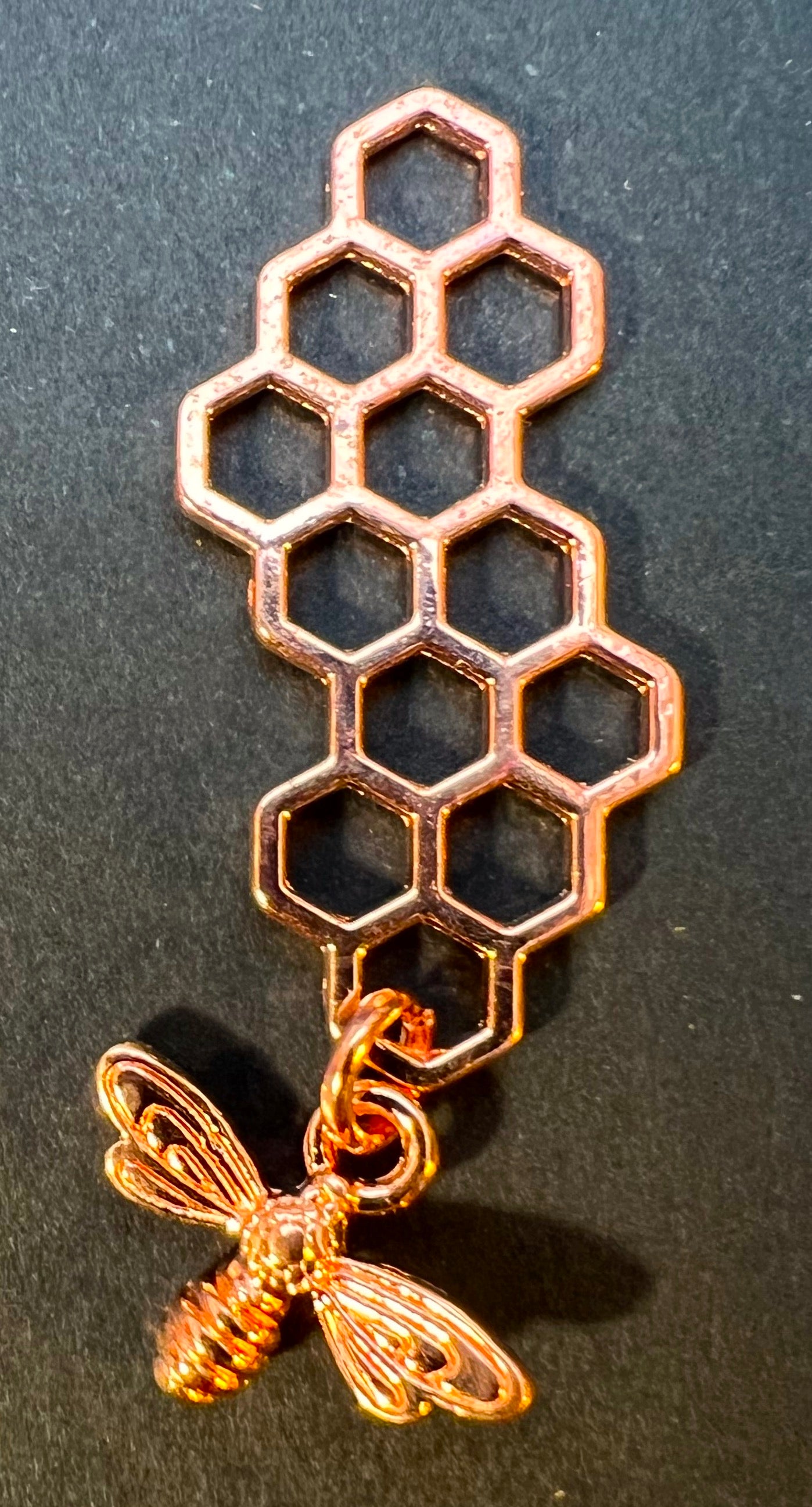 Golden Bee and Honeycomb 4.5cm Charm / Pendant