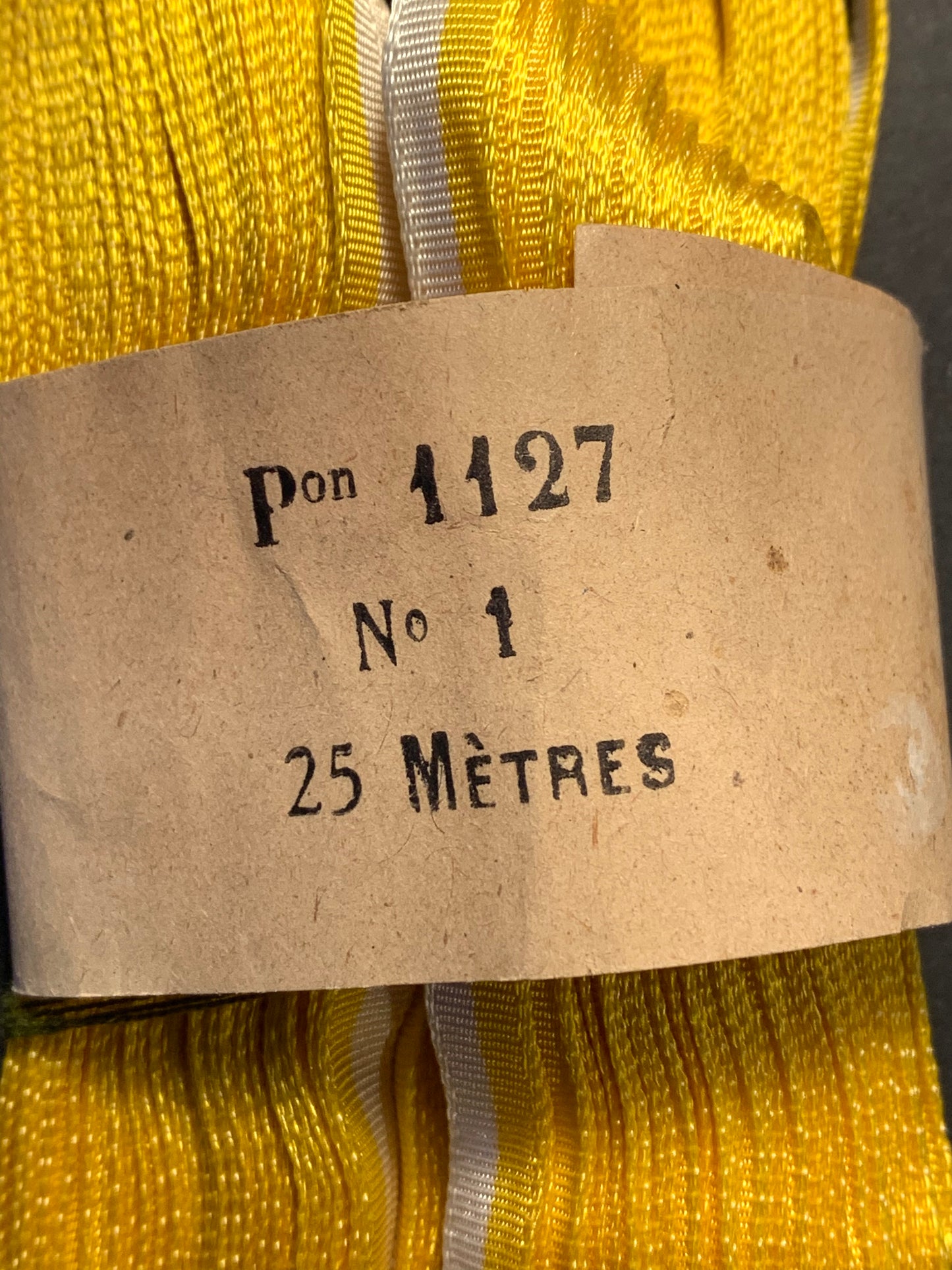 1m Swiss 7mm wide Yellow and White Vintage Crosgrain Ribbon