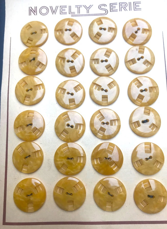 Rich Caramel Vintage French Carved 2.2cm Buttons - 6 or 24