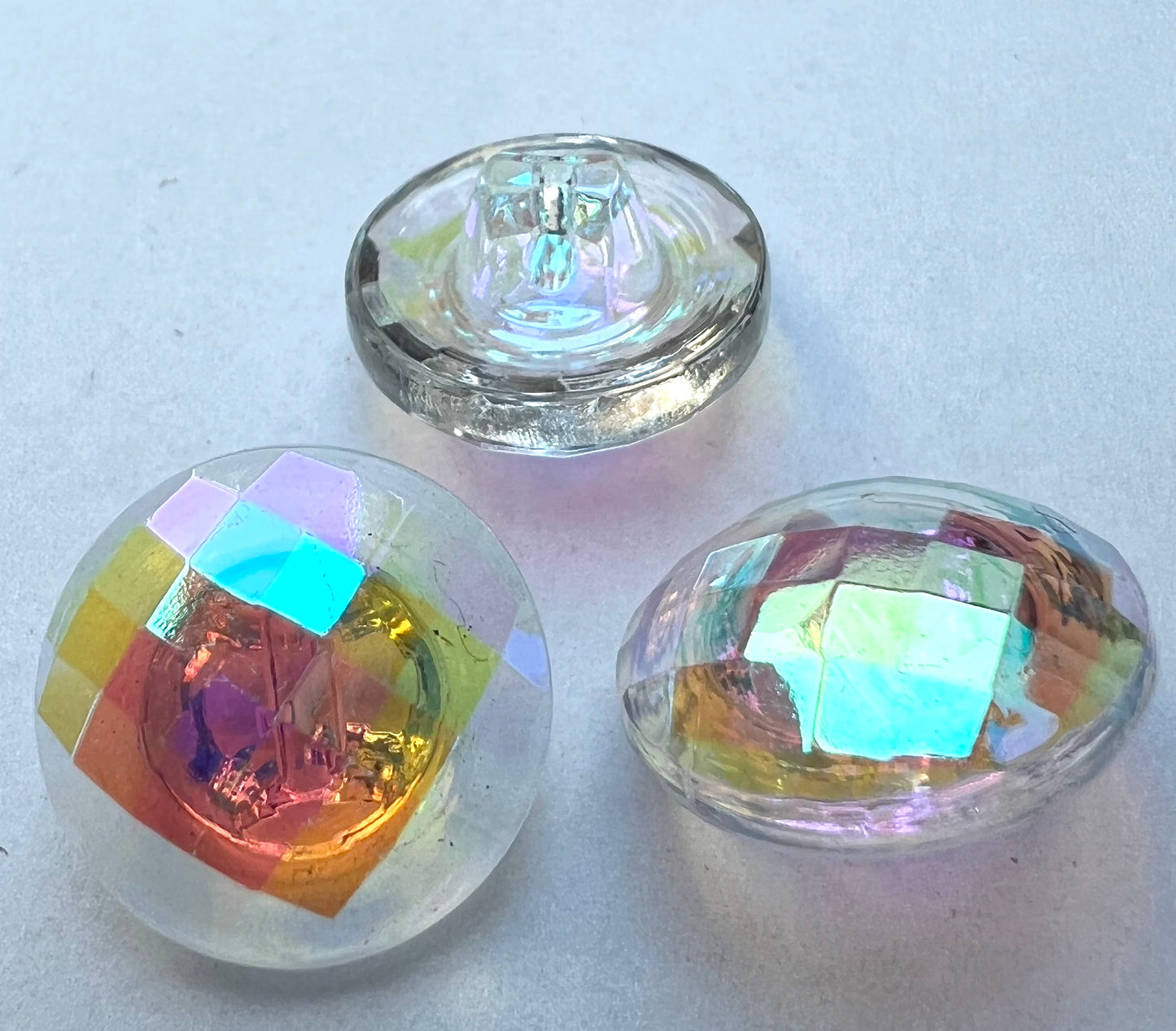 One Lustrous Luminescent 1920s Multicoloured Glass Button - 16mm wide