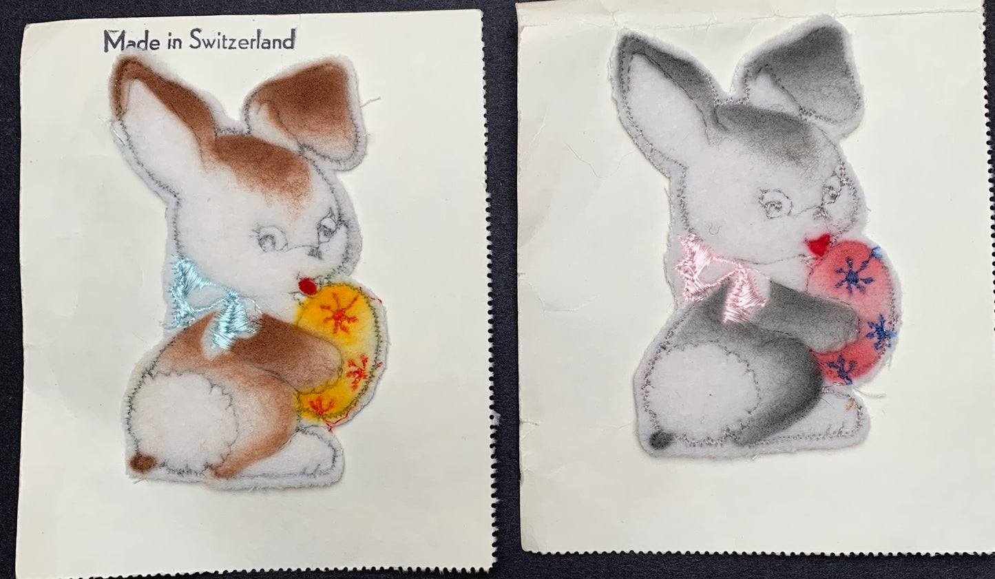 1950s Fluffy Easter Bunny 9cm / 3.5" Swiss Made Applique Old Warehouse Find