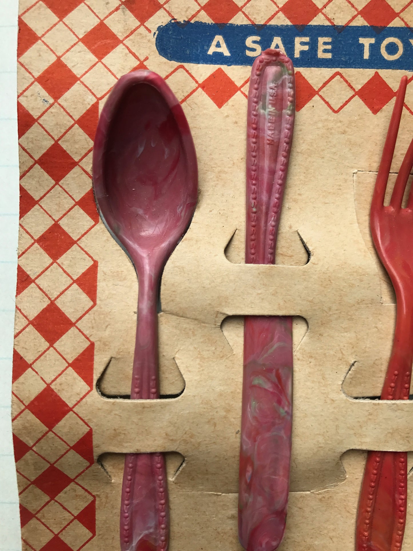 1940s Midget Plastic Tableware Toy on Original Display Card