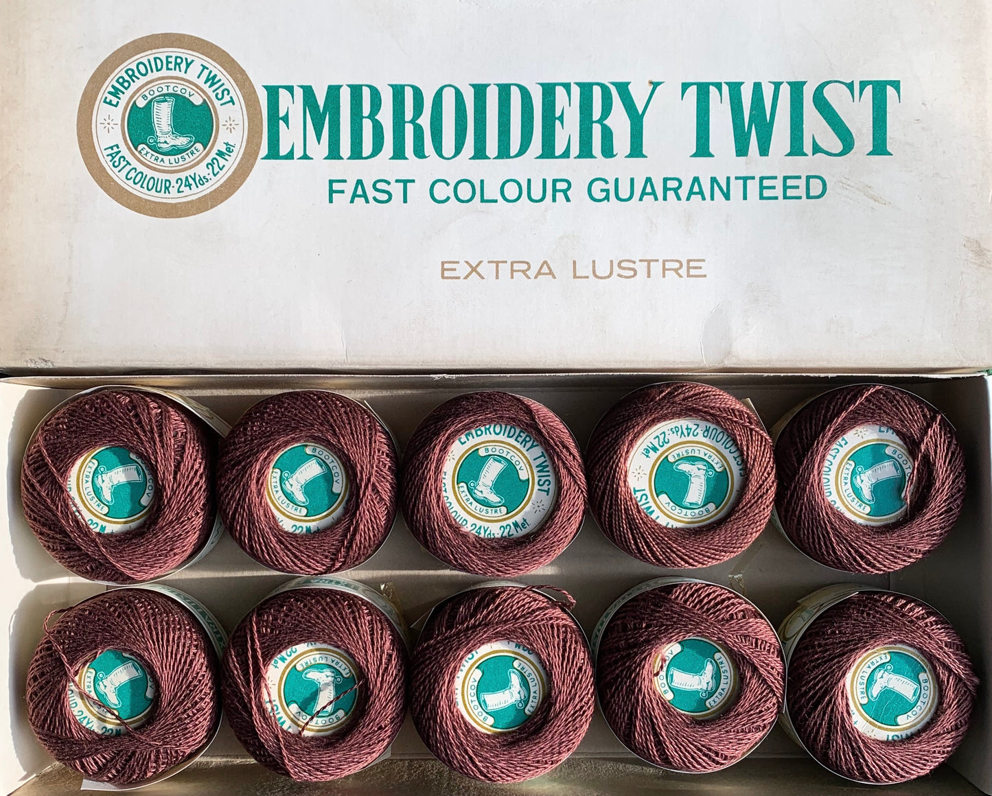 Vintage Deep Brown Extra Lustre Cotton Embroidery or Darning Thread 10 balls x 22m (40)