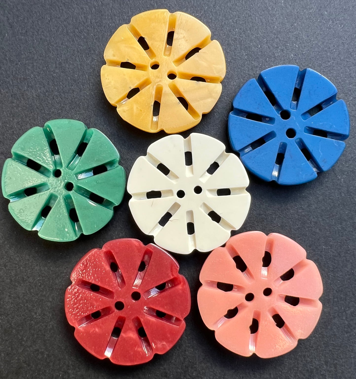 Indian Red 2.2cm or 1.6cm Vintage French Buttons - 6 or 24 on Sheet.