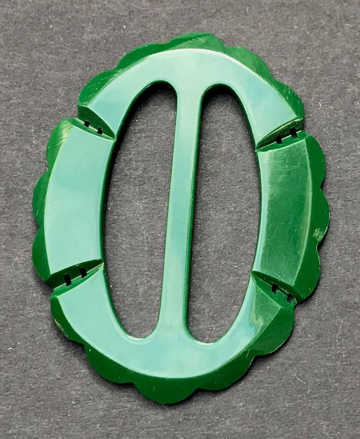Intense Green 1940s French 6.5cm Belt Buckle