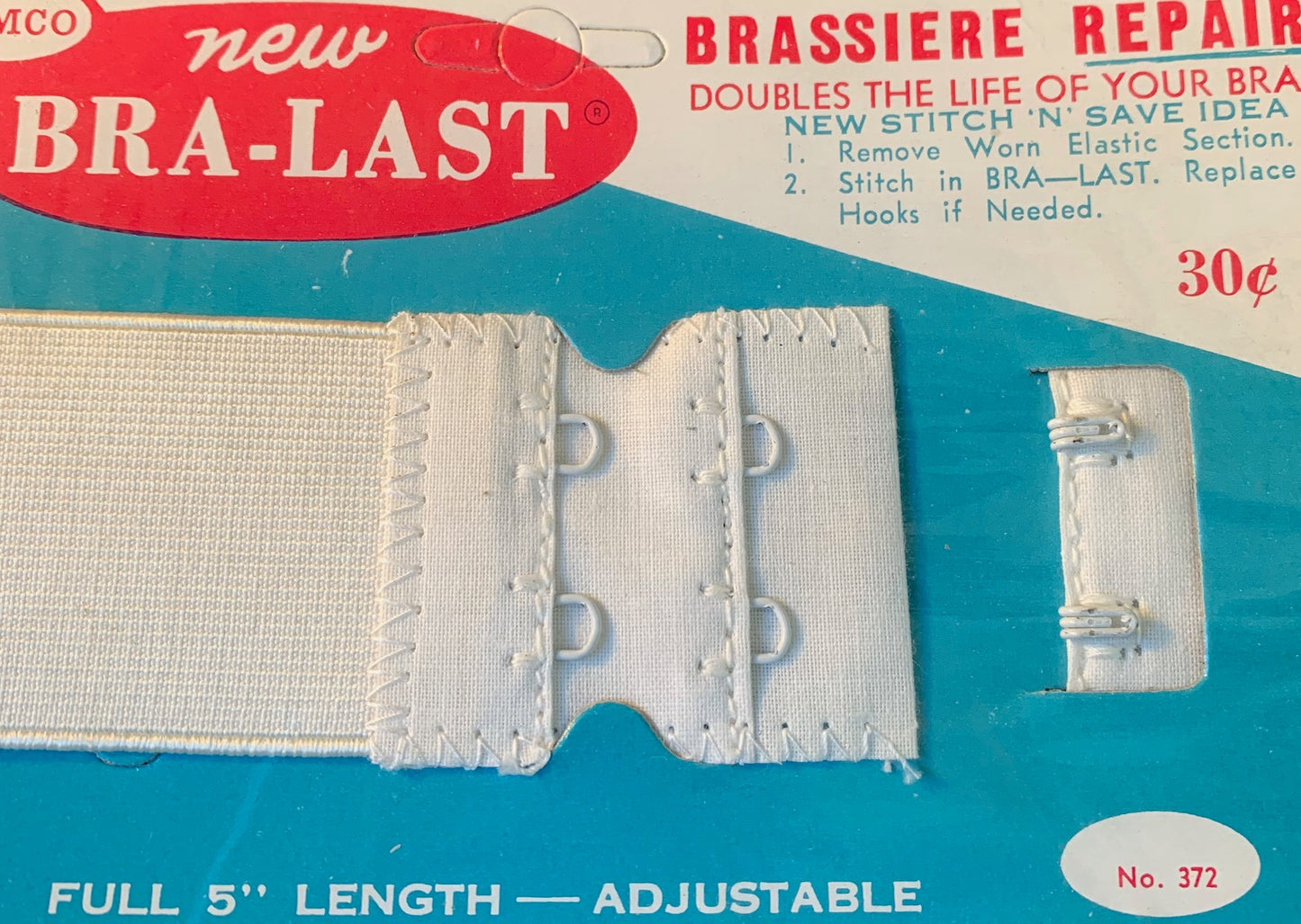 DOUBLE THE LIFE OF YOUR BRA -5" long 1.5" wide 1940s Brassiere Repair Kit