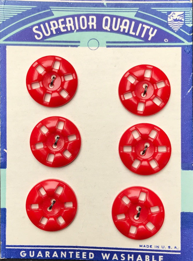Vintage Bright Red Buttons - Choice of Quantity and Size