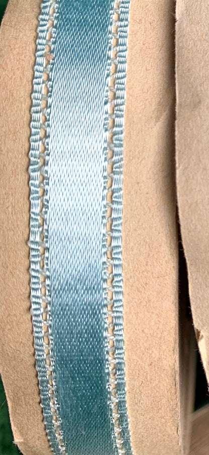 18yds Delightful Vintage Swiss 12mm Single Face Shimmery  Sky Blue Satin Ribbon