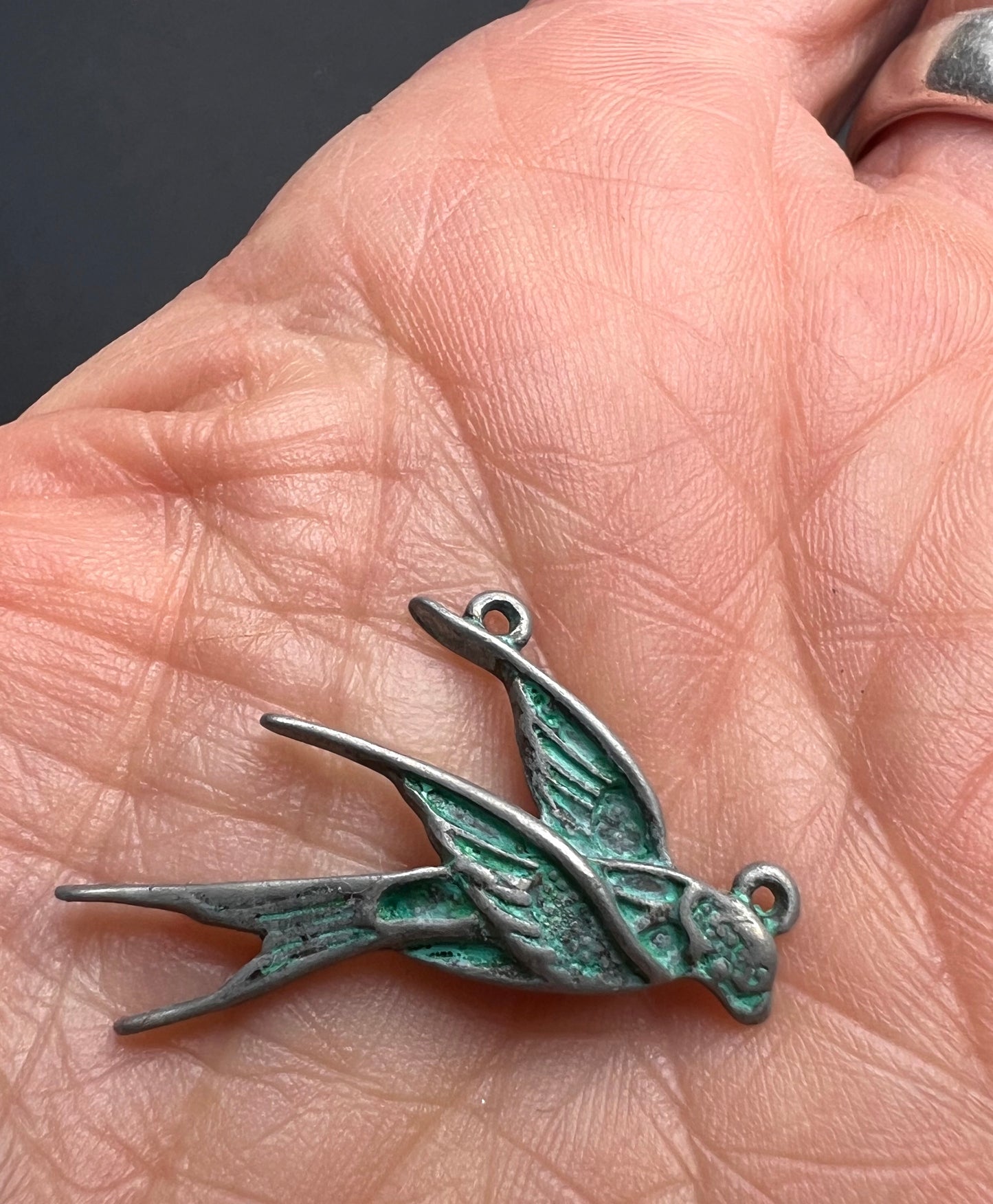Verdigris Swallow 3cm wide Pendant