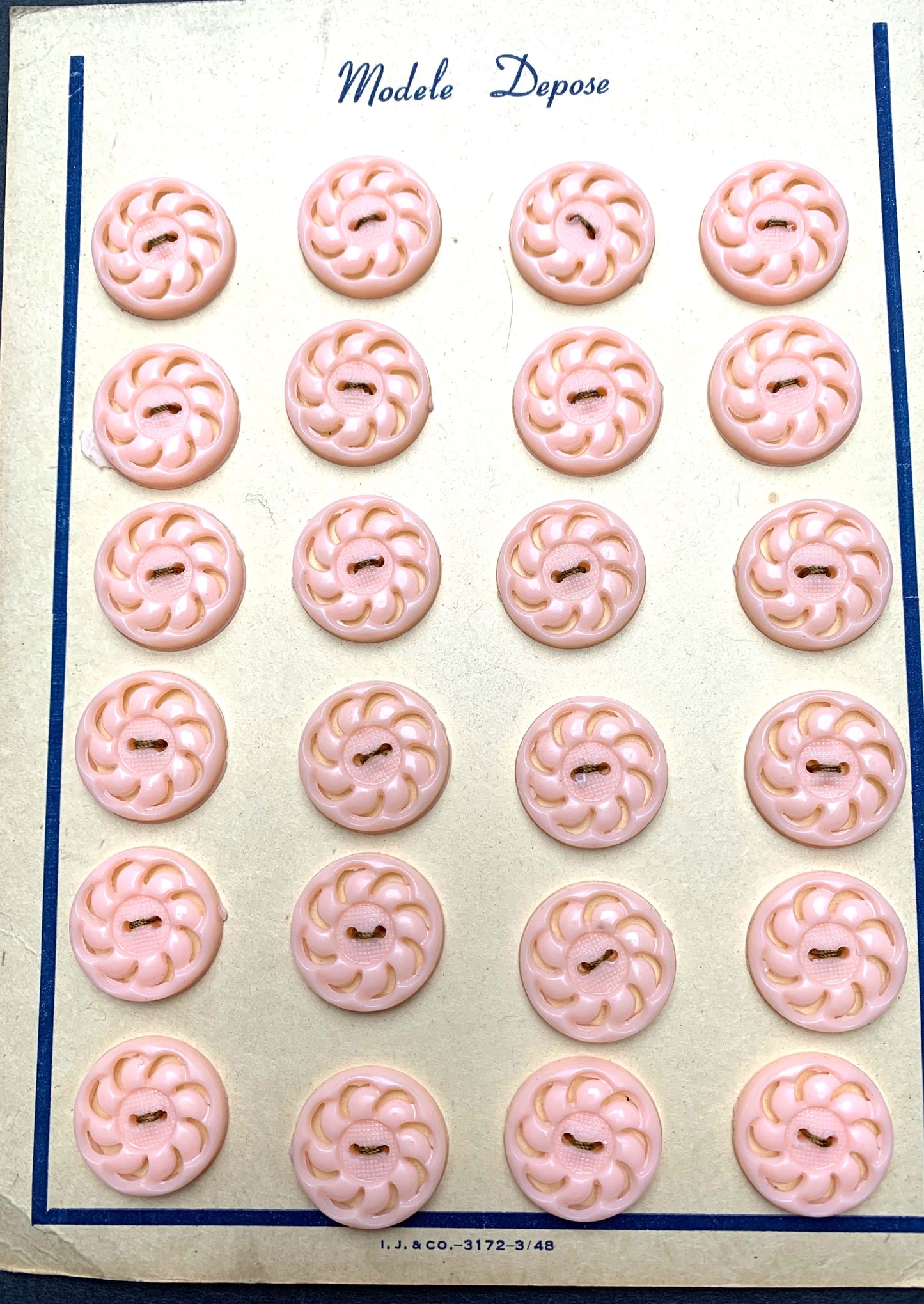 Vintage French Pale Pink 2.3cm or 1.8cm Swirl Buttons - Lots of 6, 12 or 24