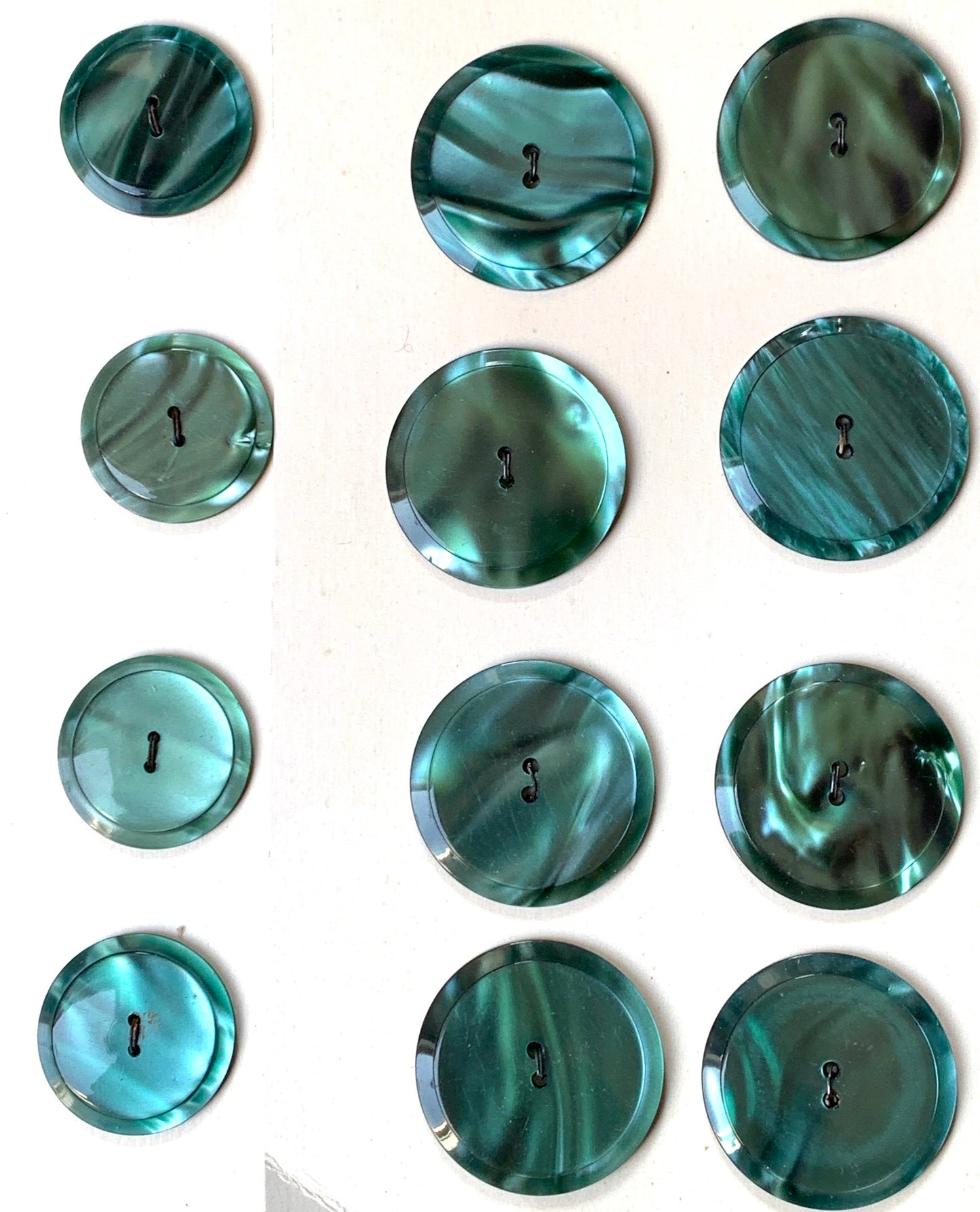 Glowing Silvery Green Vintage Moonglow Lucite Buttons 3cm, 2.5cm or 2cm -Made in England