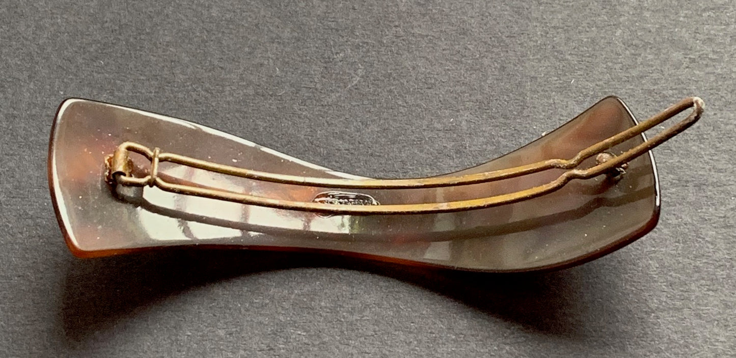 Deco French Lucite Tortoiseshell and Gold Hair Clip