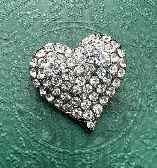 Exceptionally Sparkly Vintage Heart Crystal Rhinestone Brooch