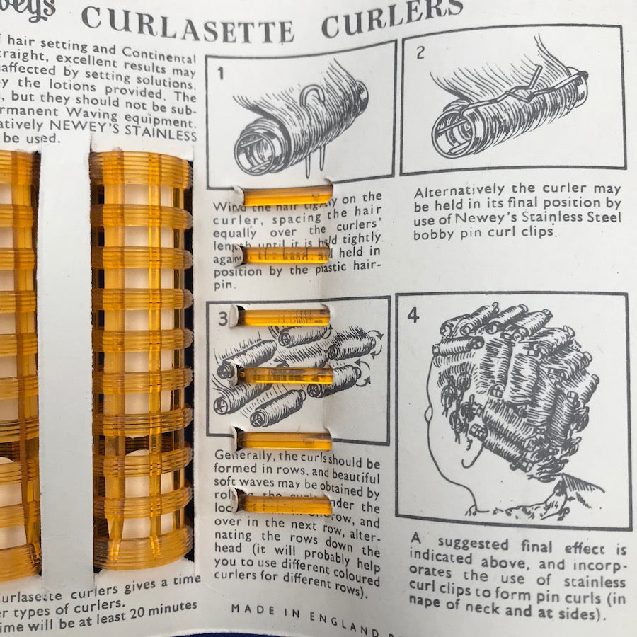 1950s CURLASETTE 2.5" / 6cm Curlers with hairpins Made in England