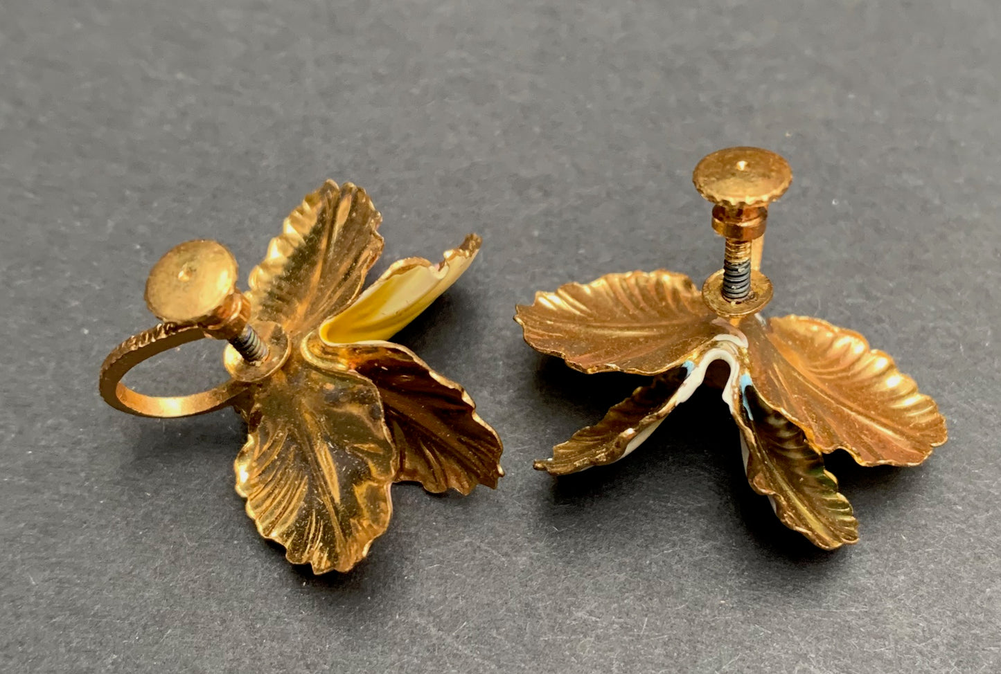 Delightful Vintage Austrian Crystal Violet, Yellow and Blue Clip-On Earrings