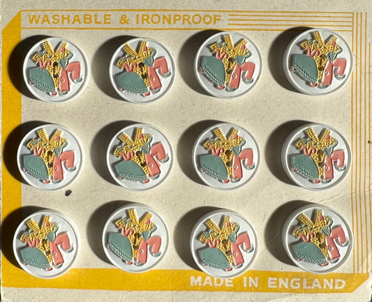 12 Whimsical Dutch Dancers Made in England 1.8cm Buttons