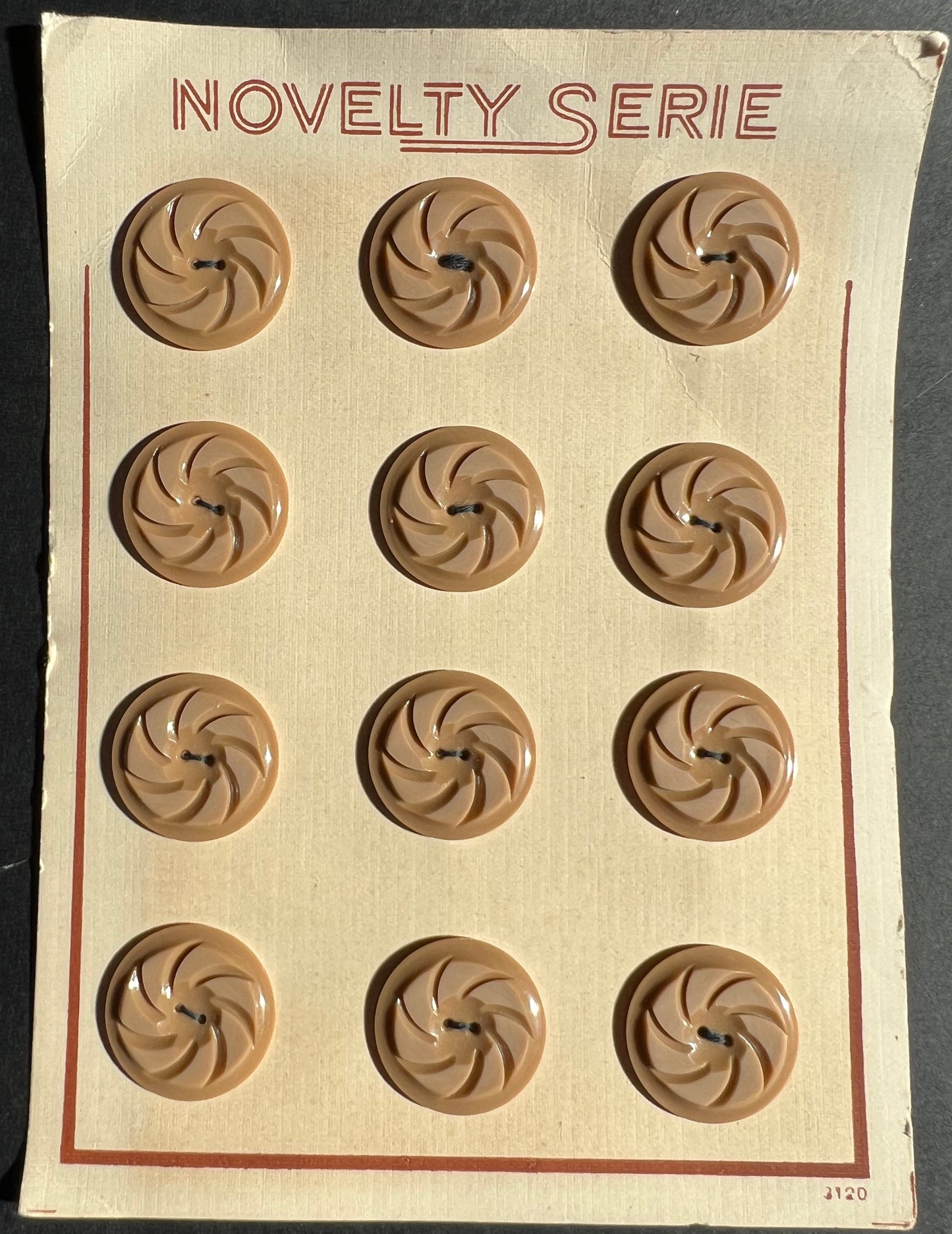 6 Swirly Coffee 2.5cm Vintage Buttons