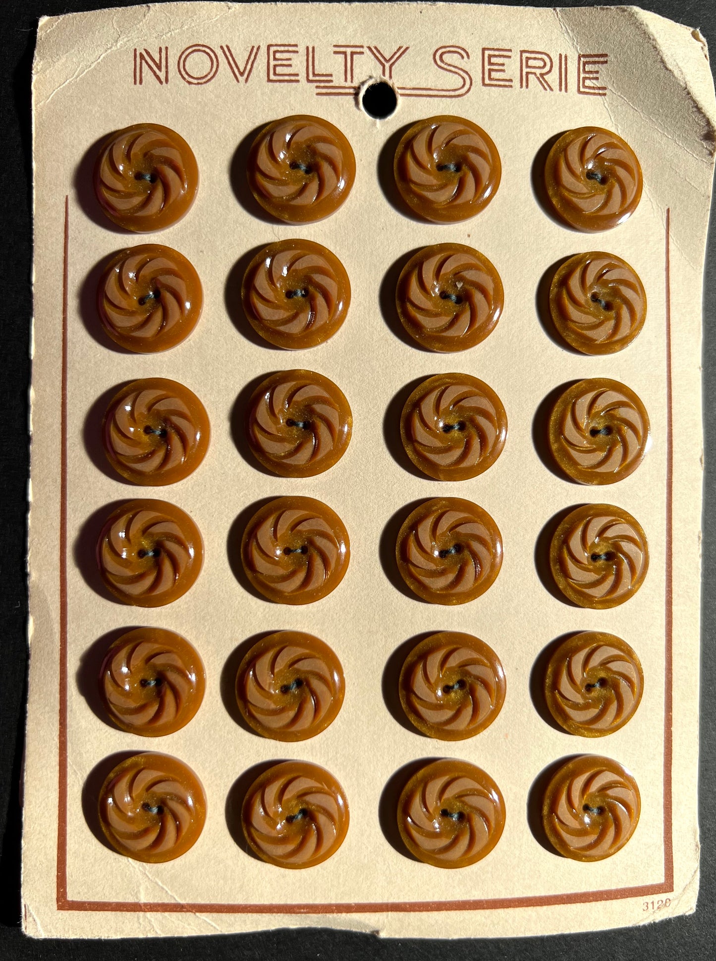 Golden Caramel Swirling Vintage Buttons - 2.5cm or 1.8cm