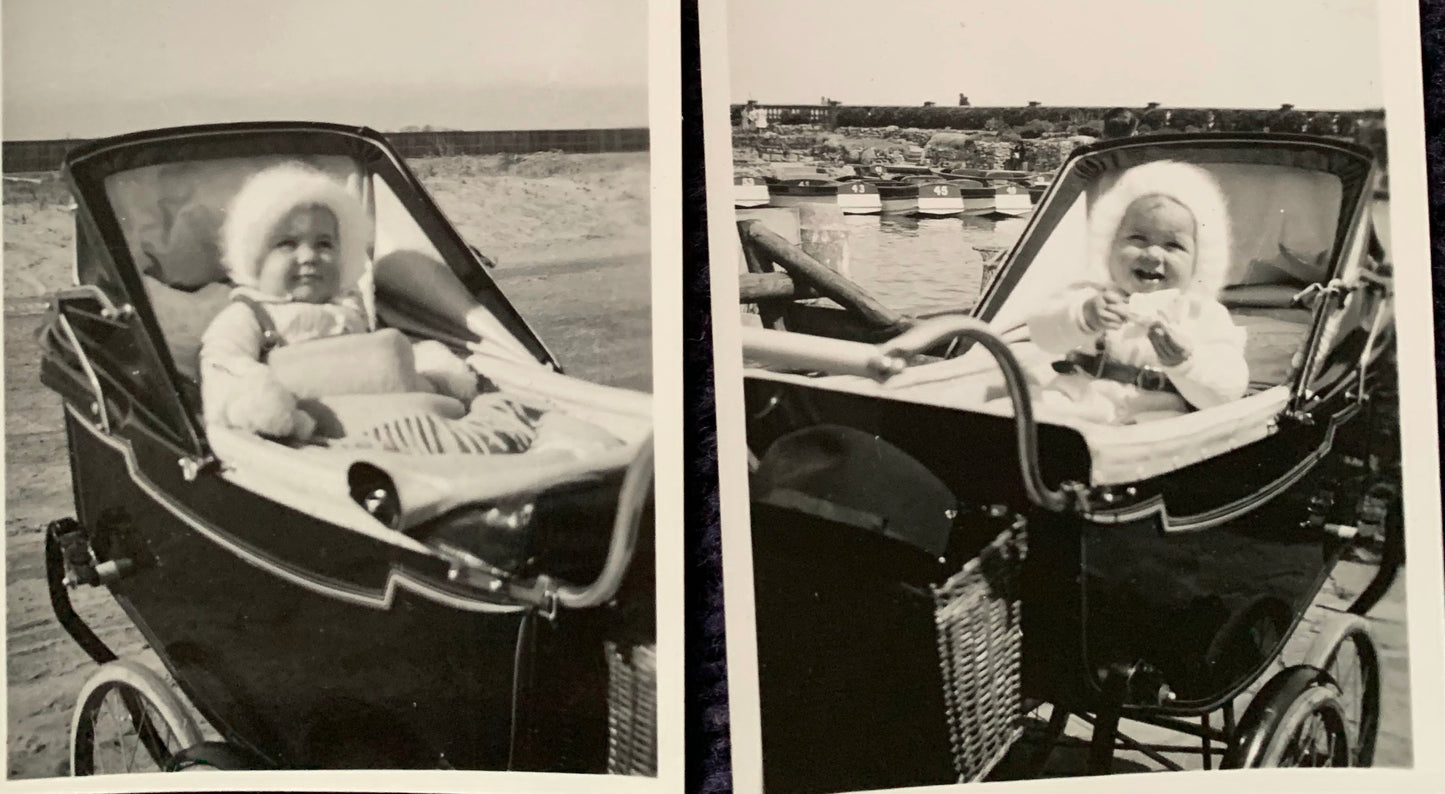 6 x 1930s Photos of a baby in her Pram (A40)