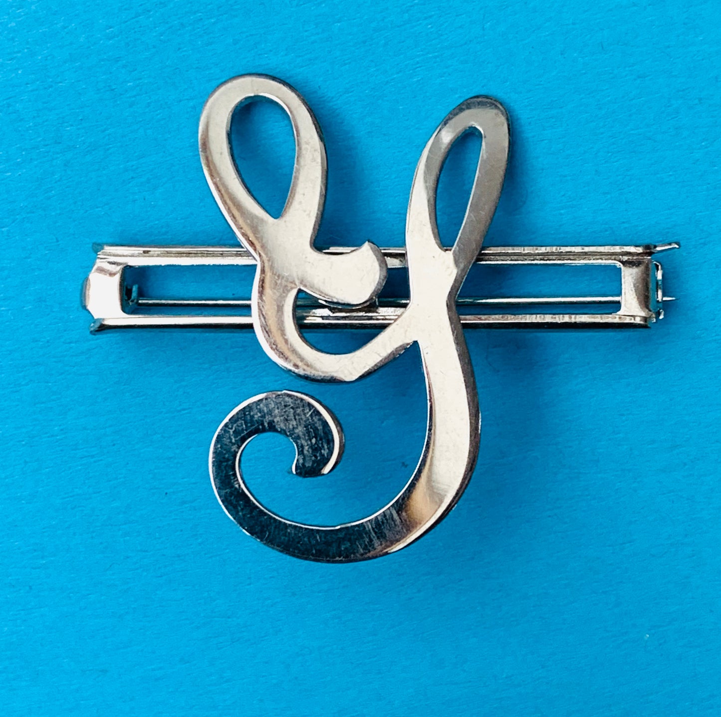 Vintage Chrome Initial Brooches : A, C, E, F, G, H, L, M, N, P,R, S, T, U, W and Y