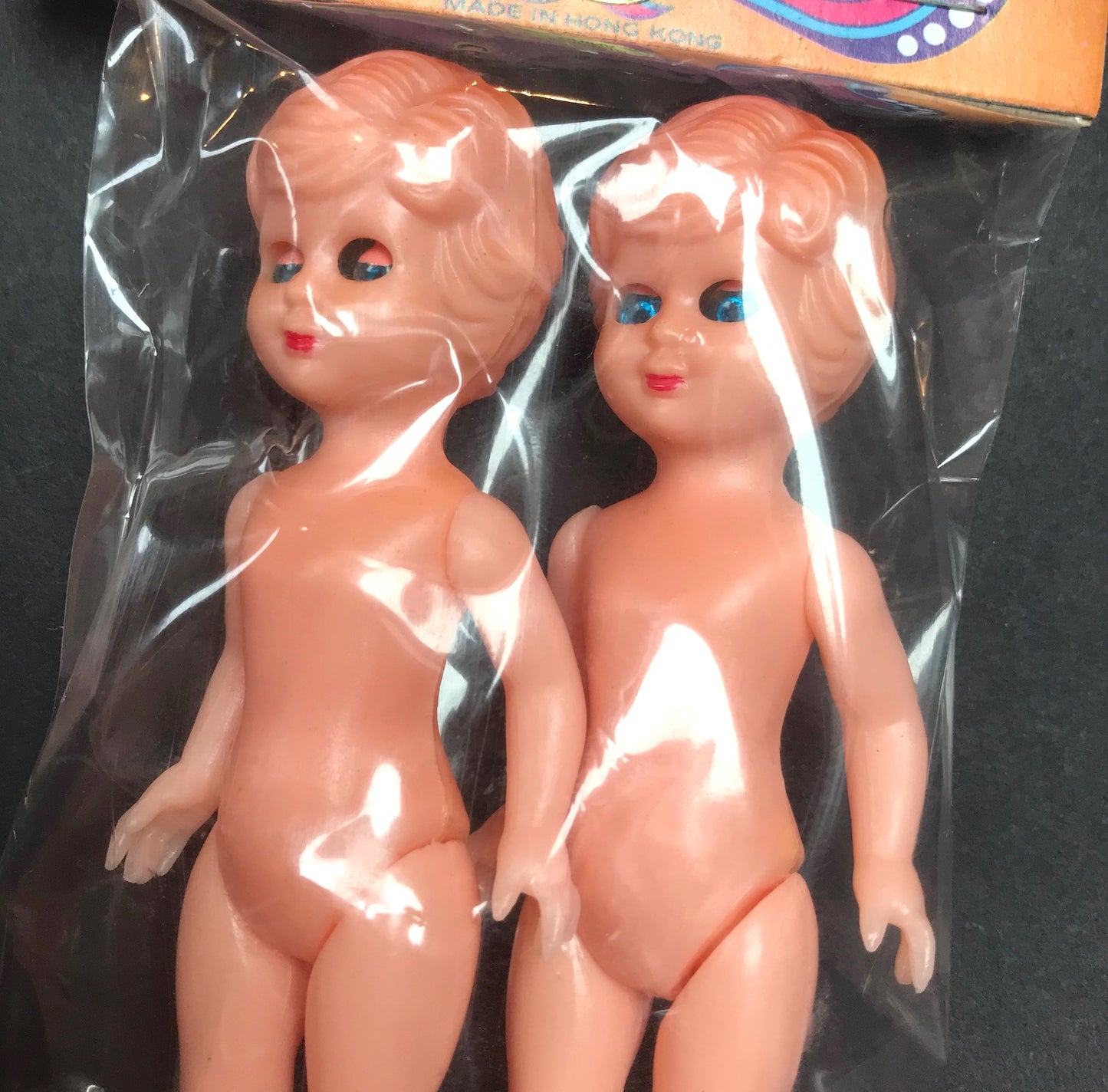 Vintage 1970s Twin Pack MINI DOLLS with "Sleeping Eyes"... 11.5cm Tall