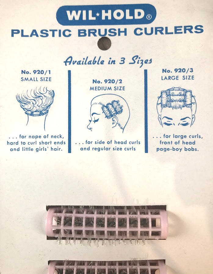Jolly 1960s WIL*HOLD Brush Hair Curlers - Small Size