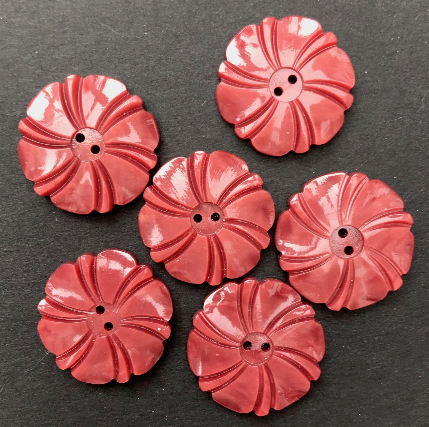6 Gorgeous 1930s Plum Terracotta 2.2cm or 1.7cm Buttons