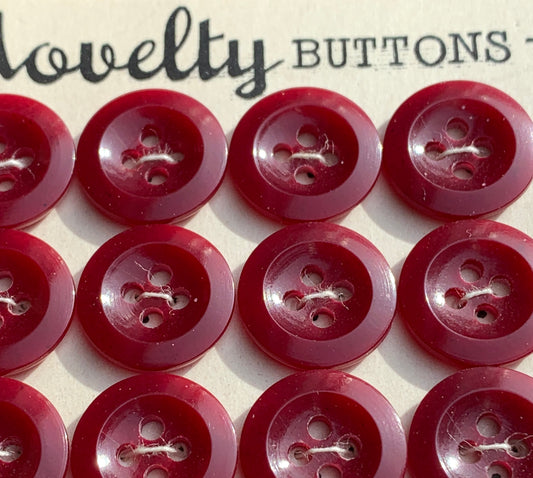 24 Vintage 1940s British 1cm or 1.3cm Shiny Maroon Buttons