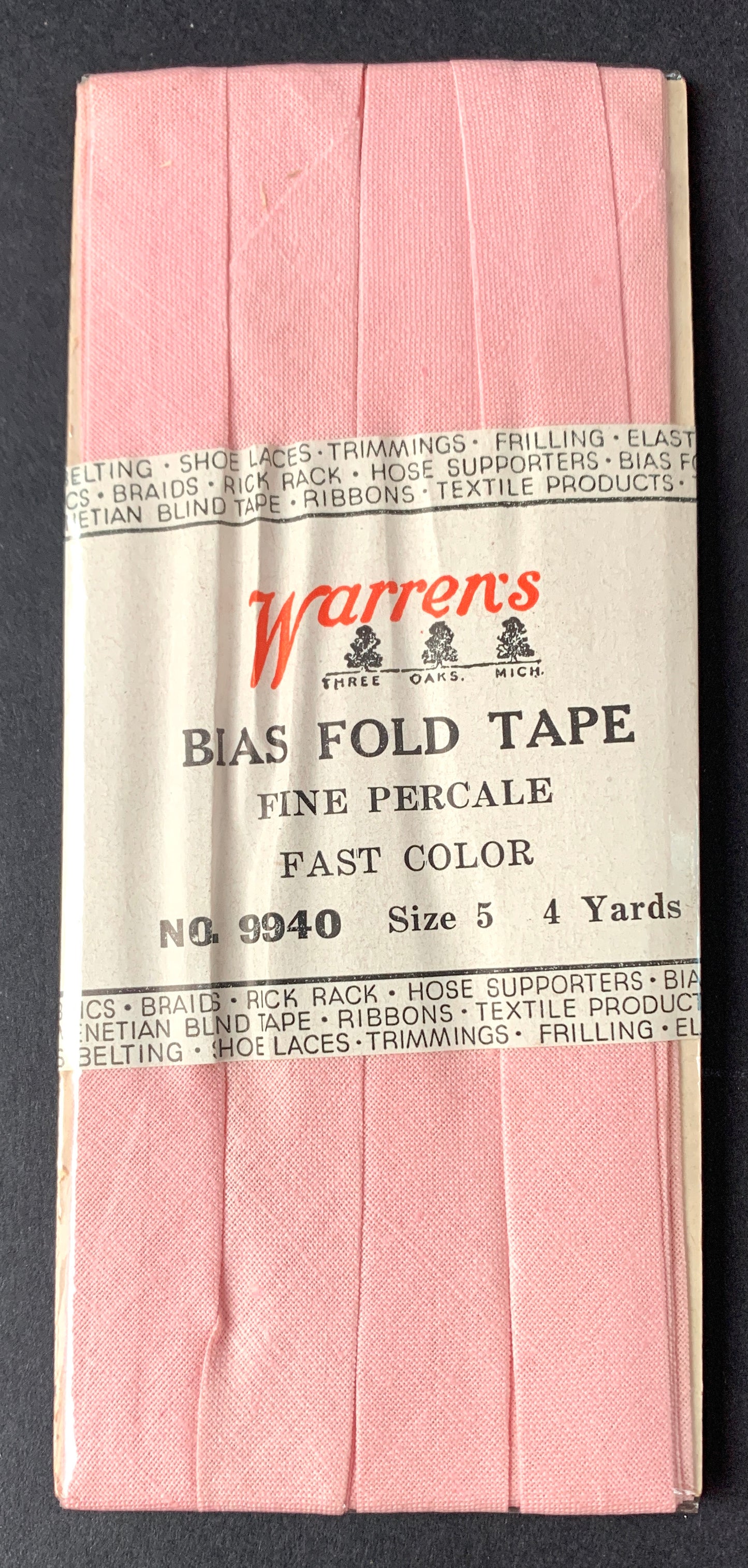 4yds Vintage Fine Percale 12mm wide BIAS BINDING /FOLD Tape