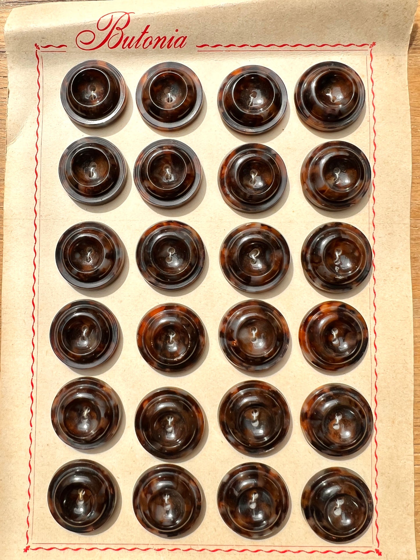 24 Sculptural Vintage Italian Marbled Brown Buttons- 2.2cm or 1.8cm