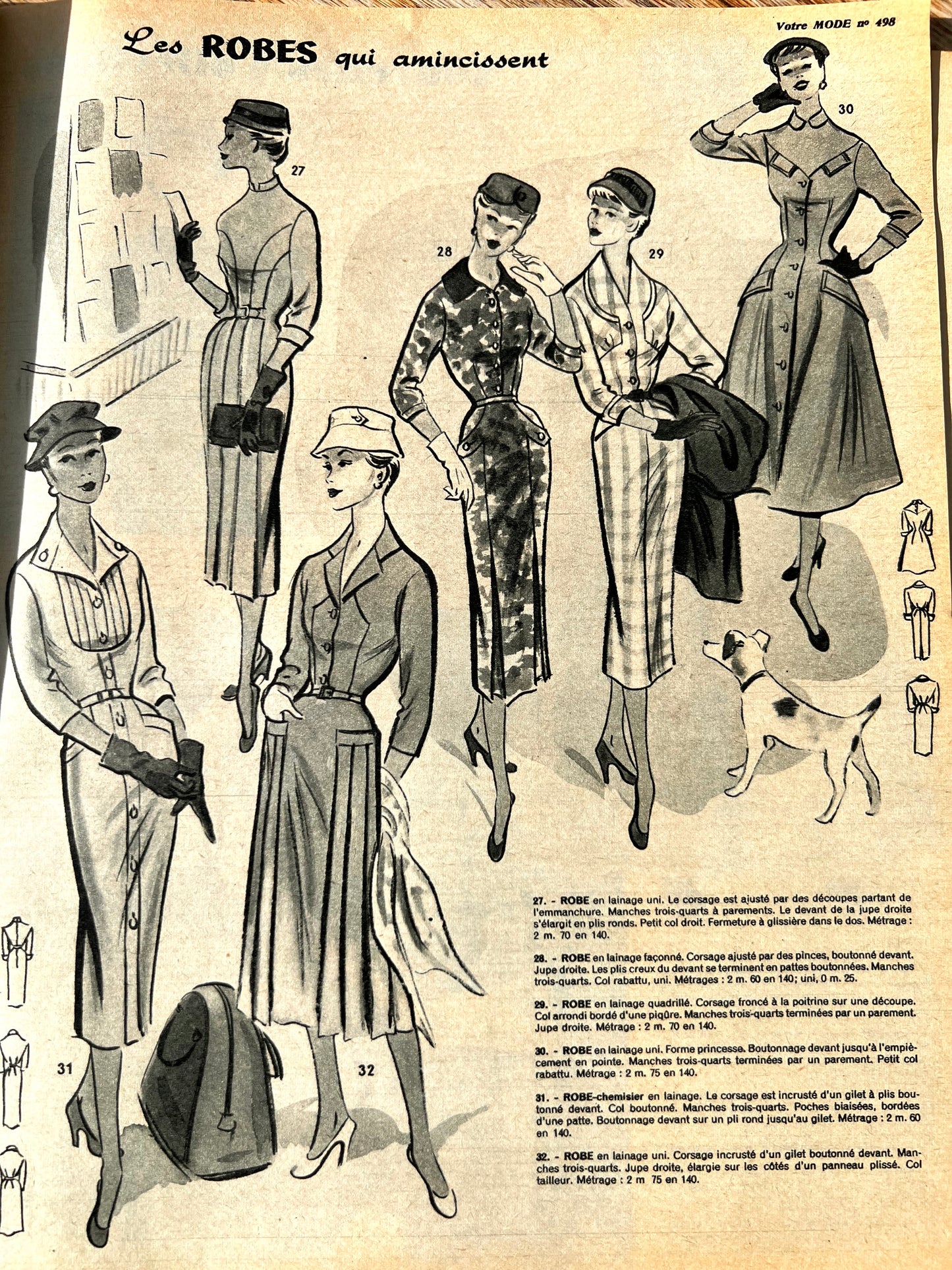 Winter 1956 Fashions in September 1956 French Magazine Votre Mode incl Embroidery Pattern